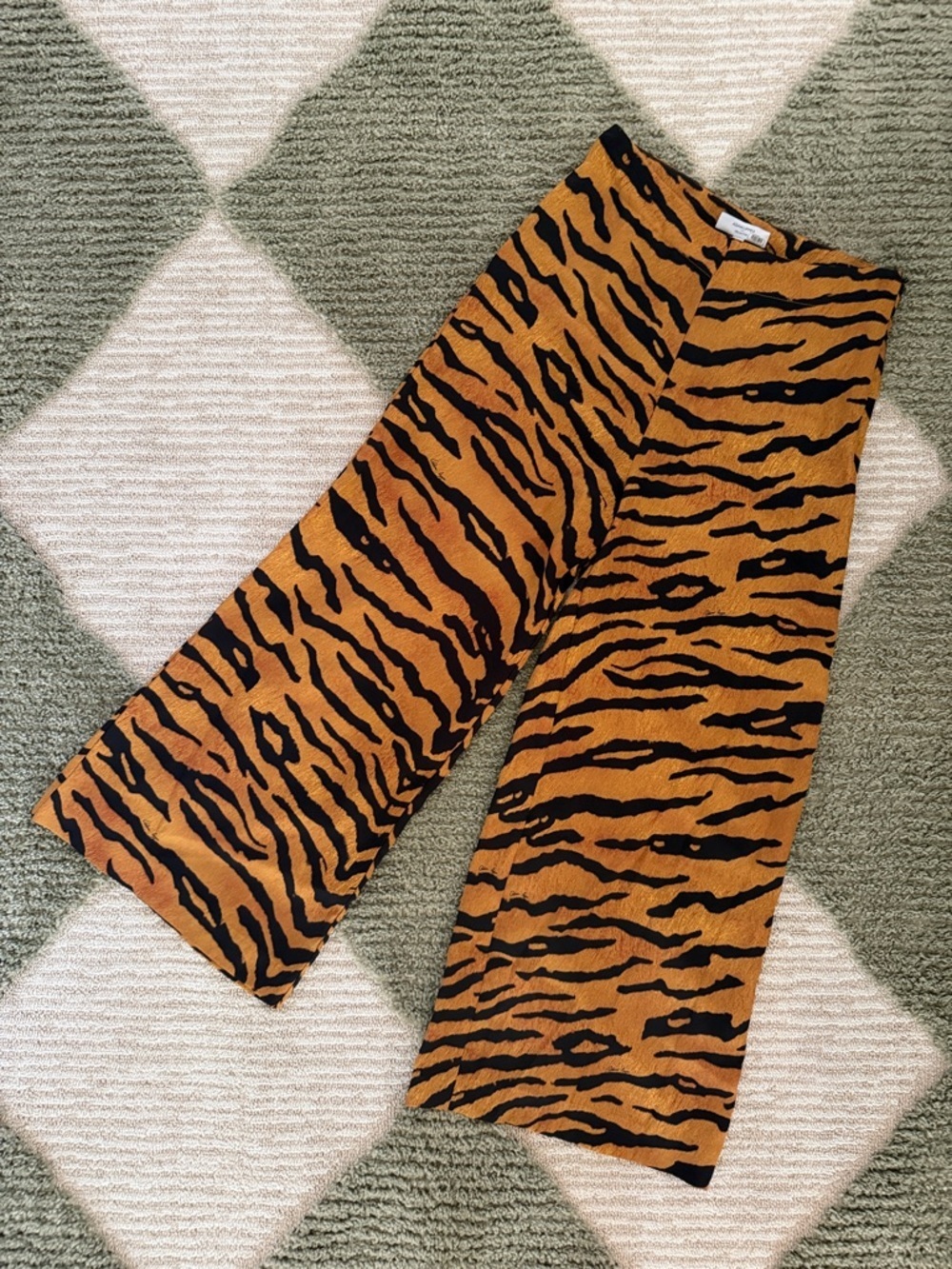 Adam Lippes Tiger Stripe Cropped Pants in Mustard & Black
